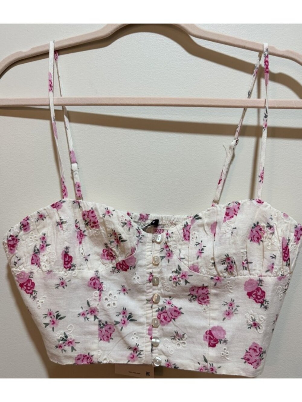 NWT~Zara Printed Corsetry-Inspired Crop Top/Floral Linen-Blend Corset~Size Small